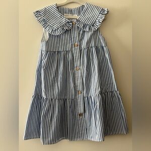 Zara Kids Blue and White Striped Dress